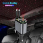 Cargador de Coche Retráctil 4-en-1 66W con Luz LED Ambiente Cargador de Coche Retráctil 4-en-1 66W con Luz LED Ambiente