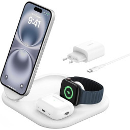 Belkin BoostCharge 3 en 1 Plegable con Qi2 15W y MagSafe – Cargador Inalámbrico