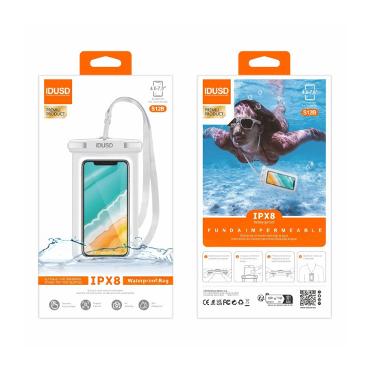 Funda Impermeable S12A para Móvil 4-7" – Protección Total IPX8 Funda Impermeable S12A para Móvil 4-7" – Protección Total IPX8
