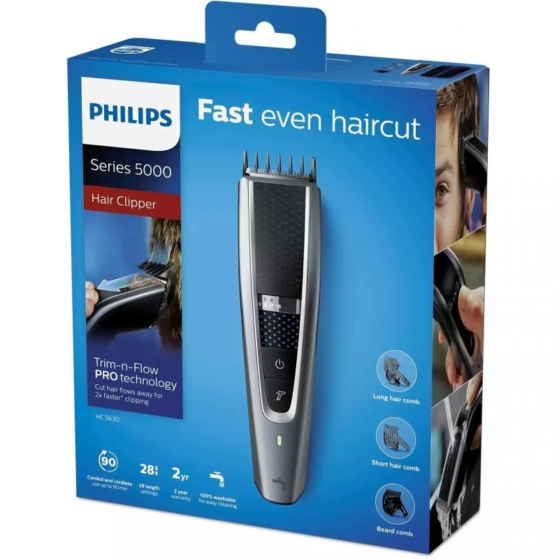 Philips Serie 5000 HC5630/15 – Cortapelos Eléctrico Lavable Inalámbrico Philips Serie 5000 HC5630/15 – Cortapelos Eléctrico Lavable Inalámbrico