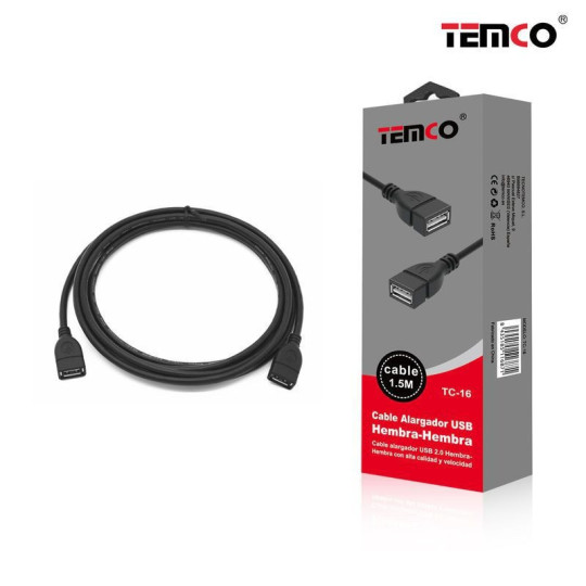 Cable USB hembra-hembra 1.5m TC-16 – Extensor USB 2.0 Cable USB hembra-hembra 1.5m TC-16 – Extensor USB 2.0
