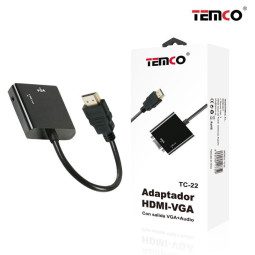 Adaptador HDMI a VGA TC-22 – Conversor HDMI-VGA con Chip Integrado y Audio