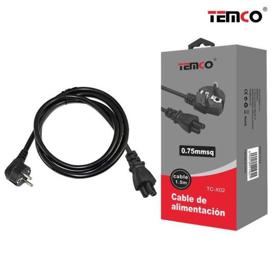 Cable Alimentación tipo F 1.5m TC-X02 – Schuko 3 puntas Duradero Cable Alimentación tipo F 1.5m TC-X02 – Schuko 3 puntas Duradero