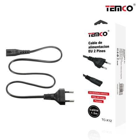 Cable Alimentación EU 2P 1.5m TC-X12 – Conector C7 Duradero