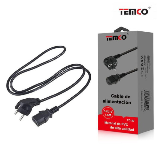 Cable Alimentación 3P 1.5m TC-20 – Schuko a C13 Duradero Cable Alimentación 3P 1.5m TC-20 – Schuko a C13 Duradero