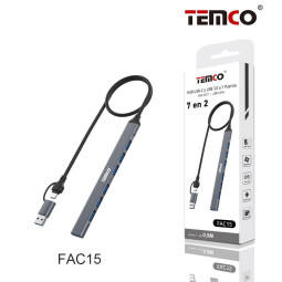 Adaptador Hub 7 Puertos FAC15 | Expansor USB de Alta Velocidad
