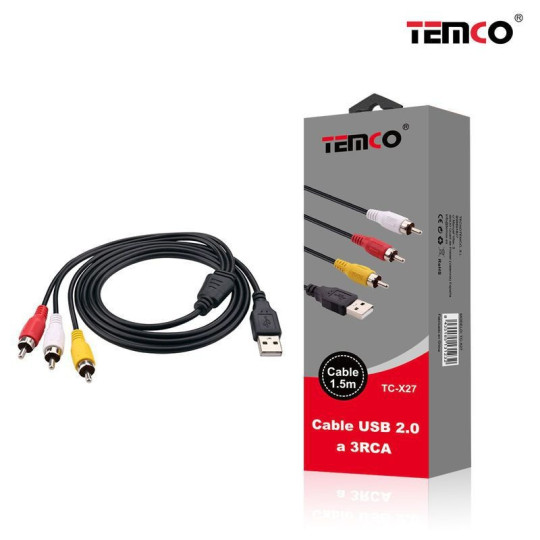 Cable USB a 3 RCA 1.5m TC-X27 | Conexión de audio fiable Cable USB a 3 RCA 1.5m TC-X27 | Conexión de audio fiable