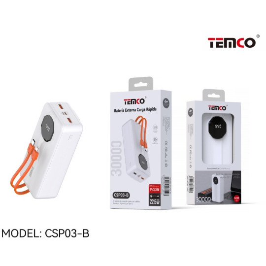 Batería Externa 30.000 mAh 22.5W CSP03-B | Carga rápida y segura Batería Externa 30.000 mAh 22.5W CSP03-B | Carga rápida y segura