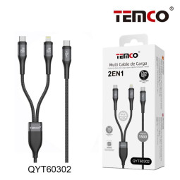 Multi cable Tipo C a Tipo C/Lightning 1.5m QYT60302 | Carga rápida