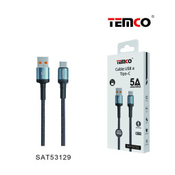 Cable USB a Tipo C 5A 1m trenzado SAT53129 | Carga rápida y duradera