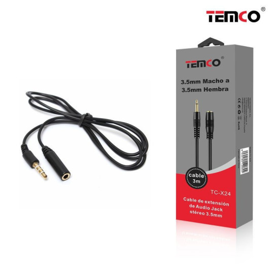 Cable Audio 3.5mm Macho-Hembra 3m TC-X24 | Extensión Estéreo Alta Calidad Cable Audio 3.5mm Macho-Hembra 3m TC-X24 | Extensión Estéreo Alta Calidad