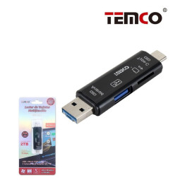 Adaptador OTG 5 en 1 SD/Micro SD Micro USB y USB 2.0 HDK02 Negro