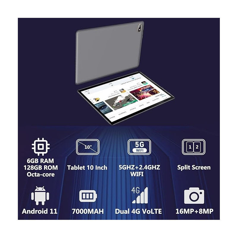 Voukou Tablet 10 Pulgadas 6/128GB – Tablet nueva con 3 años de garantía y pantalla Full HD